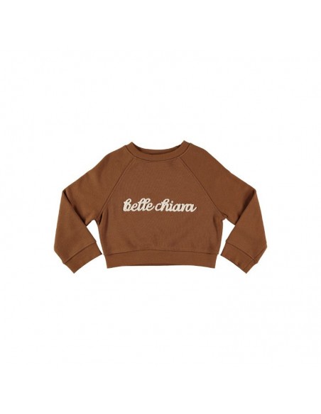 Belle Chiara Leather Short Logo Sweatshirt