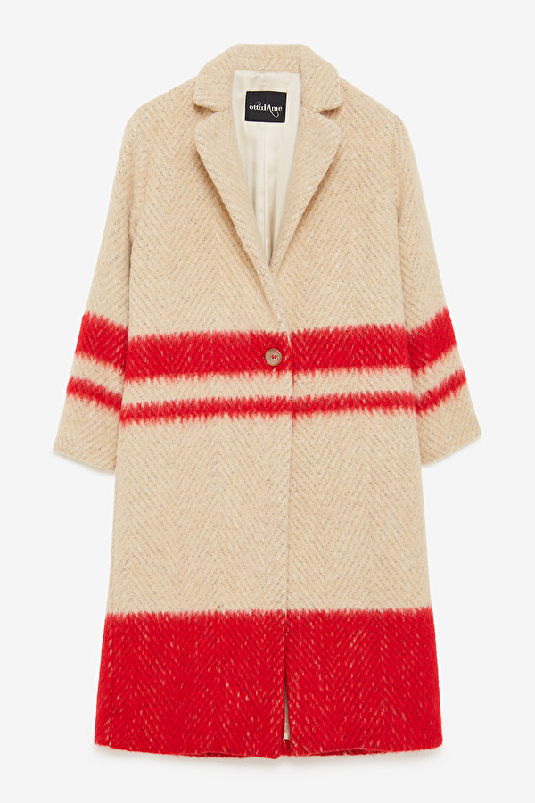 Otto D Ame Long Striped Coat with Bands