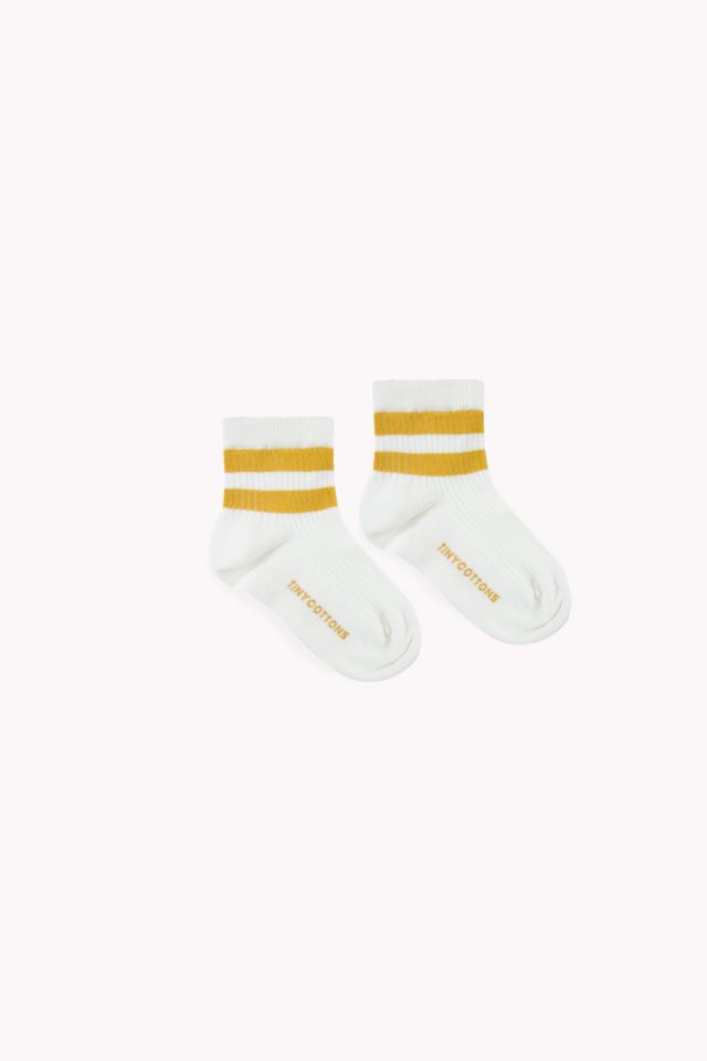 Tinycottons White and Mustard Stripes Quarter Rib Socks