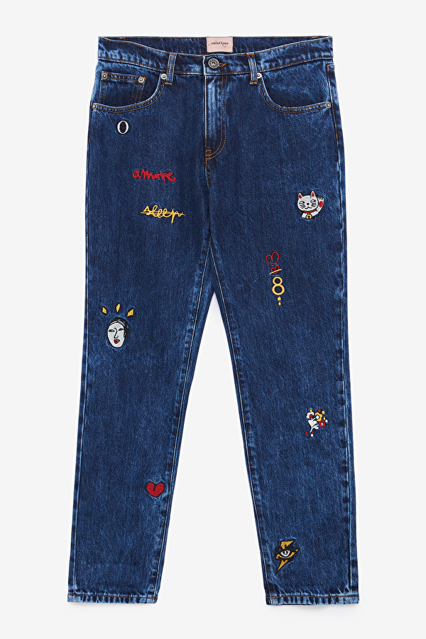 Otto D Ame Embroided Slim Fit Jeans