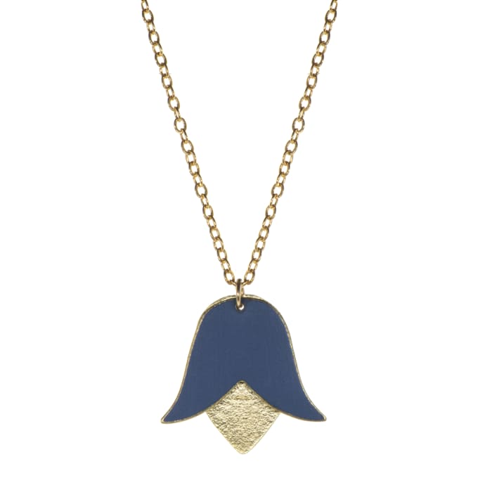 Just Trade  Navy John Soane Flower Pendant Necklace