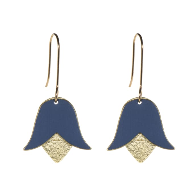 Just Trade  Navy John Soane Flower Earrings