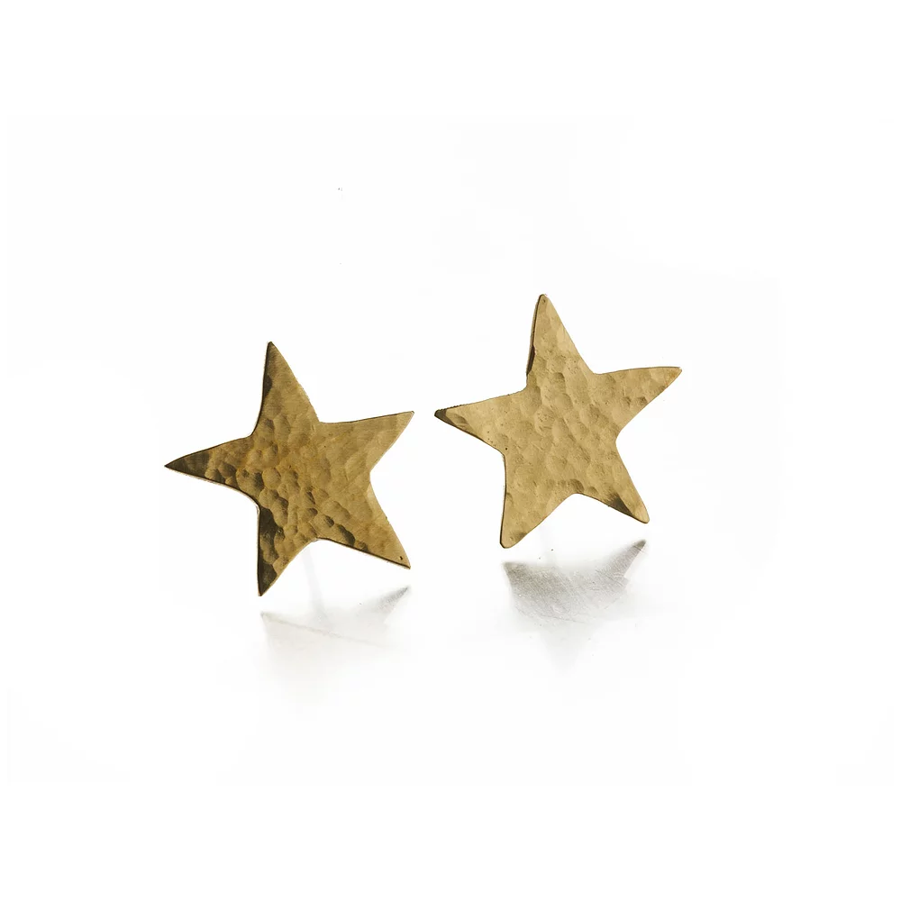 Just Trade  Brass Hammered Star Studs