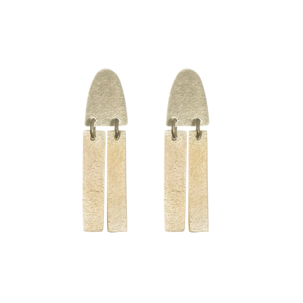 Just Trade  Brass Fringe Duo Studs