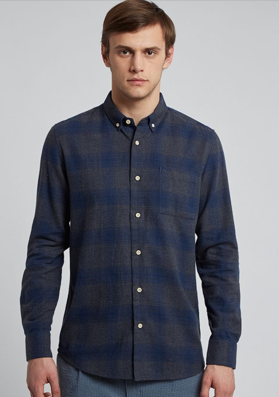 Hymn New Sammonds  Checked Tartan Shirt Blue / Grey 