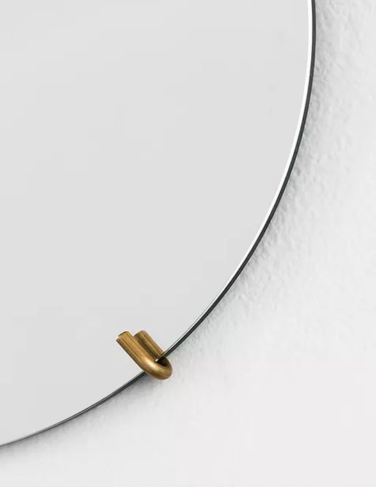 Round Brass Standing Mirror –