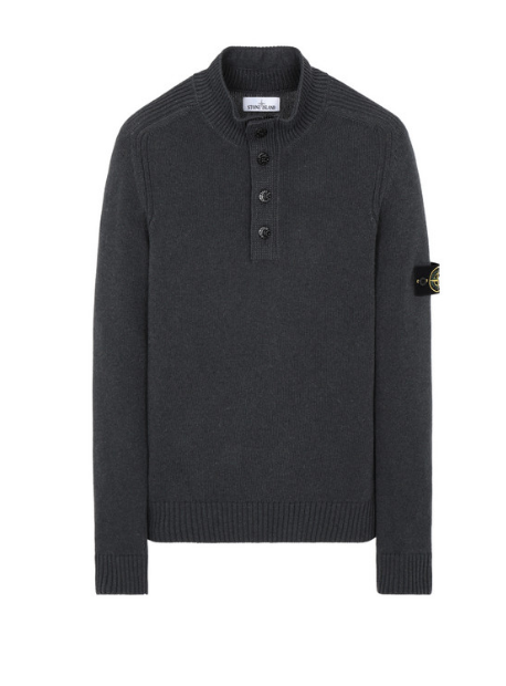 Stone Island Grey  Half Zip Lambswool Sweater