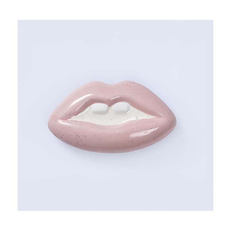 DOIY Design Pink and Cream Mouth Shaped Ceramic Box