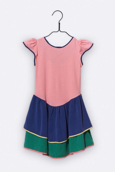 LOVE kidswear Colette Dress In Pink Blue And Green