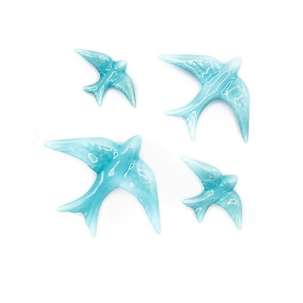 casa atlantica Ceramic Swallows Blue Set Of 4