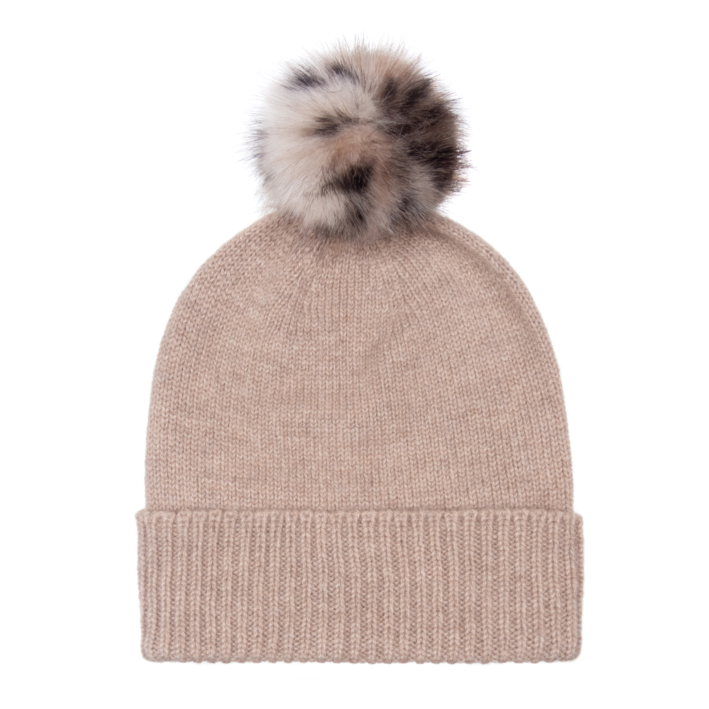 Oatmeal 100% Cashmere Luxury Pom Pom Beanie