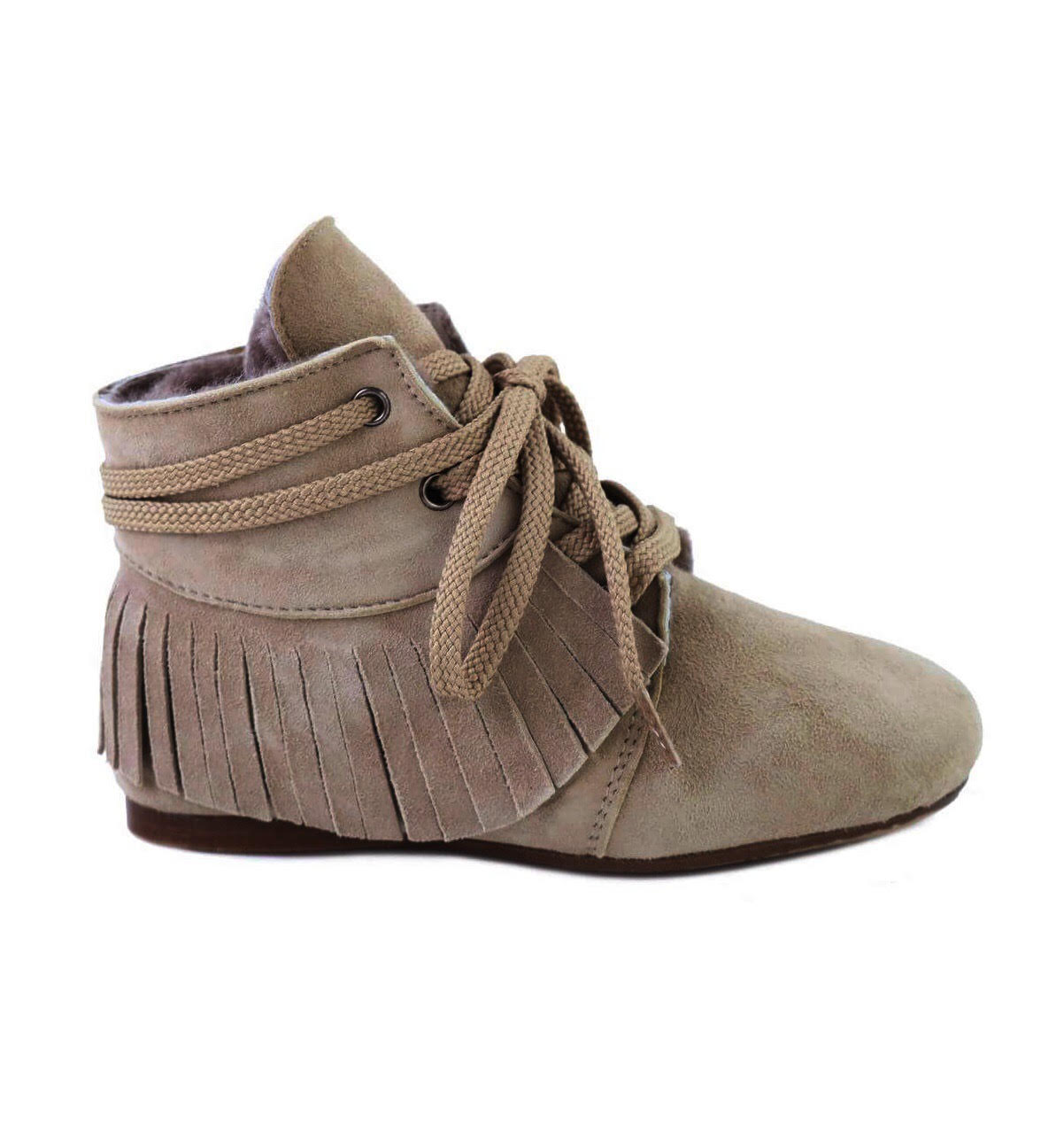 eli 1957 27 to 28 Size Taupe Suede Fringed Booty