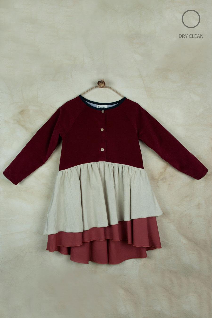 Popelin Burgundy Sleeve Dress