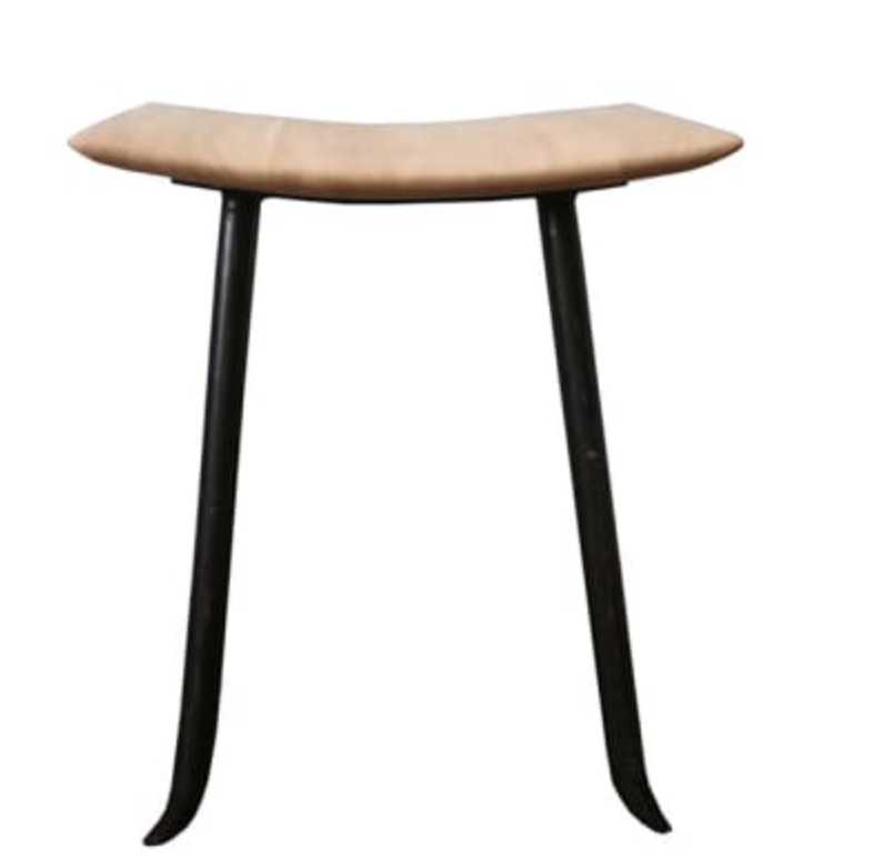 Best Before Natural Oak Stool with Wrought Iron Feet