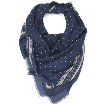 Trouva: Blue Petrol Motif Pattern Scarf