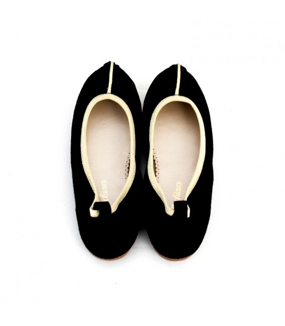 Belle Chiara Size 30 to 34 Black Suede Kim Ballerinas