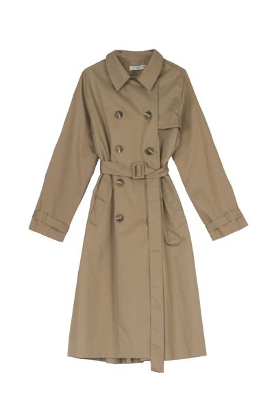 Trouva: Beige Back Pleated Trench Coat
