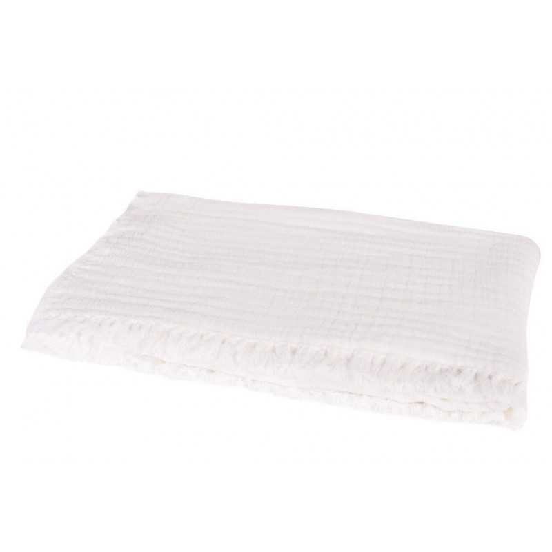 Harmony White Cotton Throw