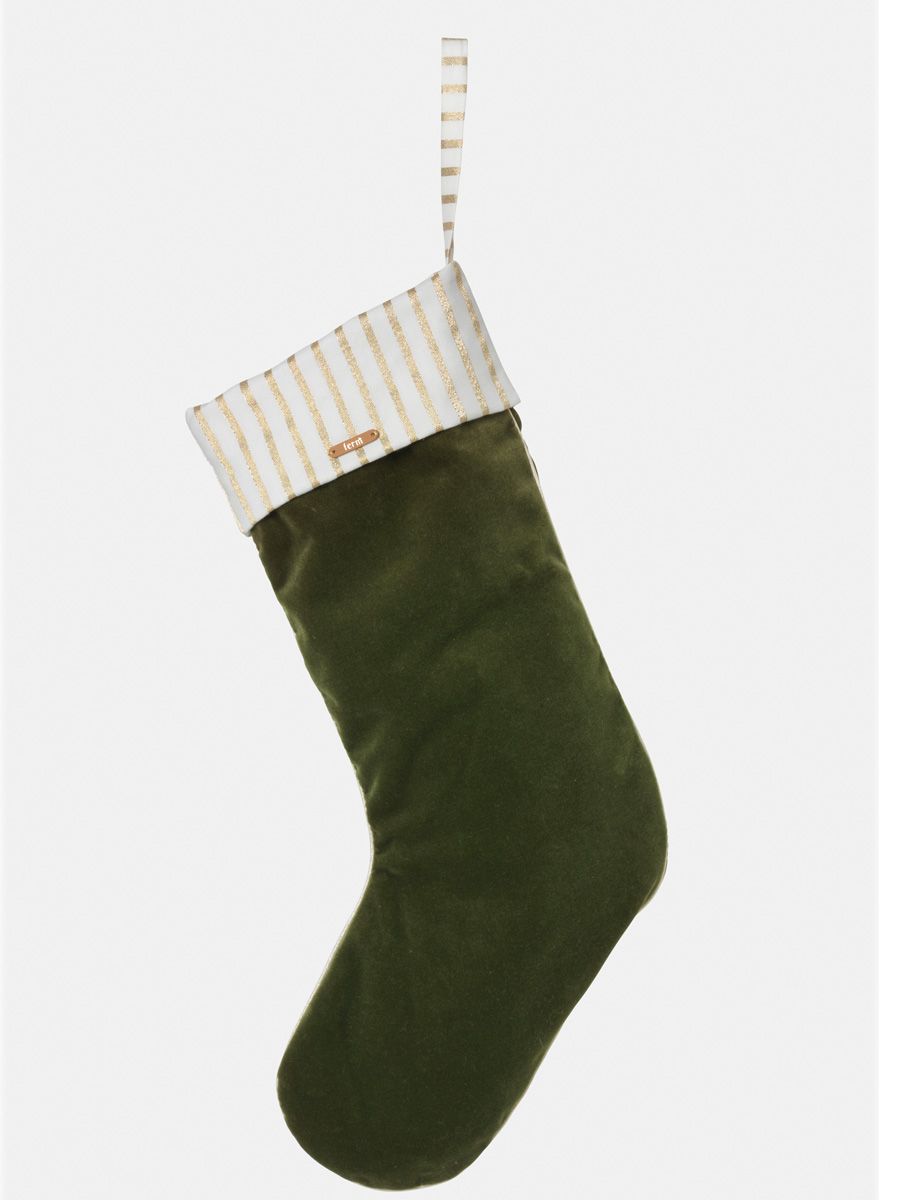 Ferm Living Green Christmas Velvet Stocking