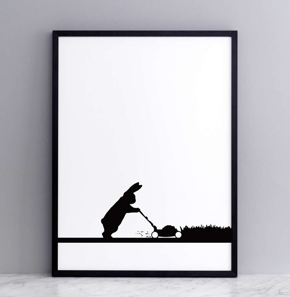 HAM 30 x 40cm Mowing Rabbit Print with Frame