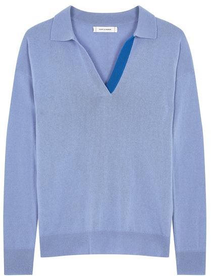 Chinti & Parker Sky Blue Wool Cashmere Collared Sweater