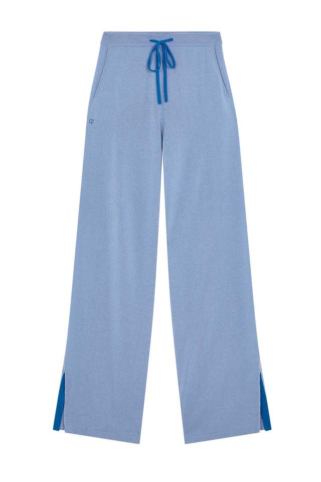 Chinti & Parker Sky Blue Split Side Wool Cashmere Track Pants