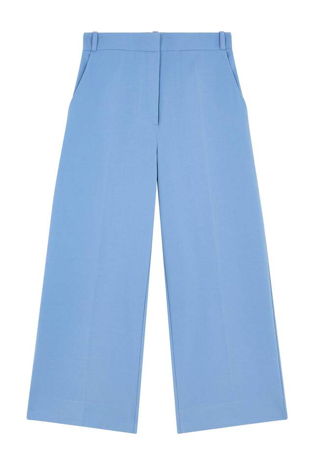 Chinti & Parker Sky Blue Wool Twill Cropped Trousers