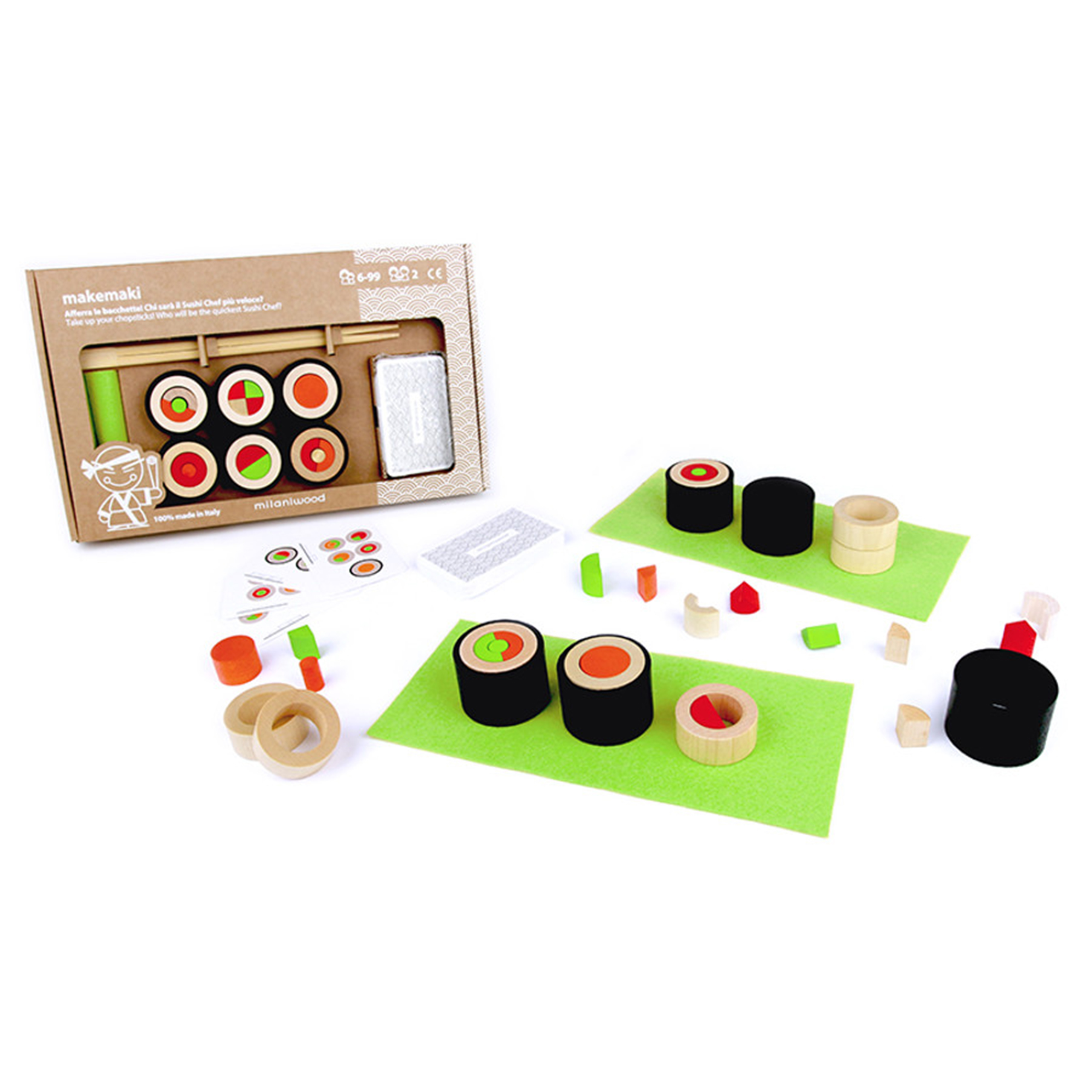 Milaniwood Multicolor Wood Makemaki Sushi Skill Game Set