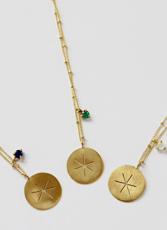 ikkelele Gold Necklace with Semi Precious Stone