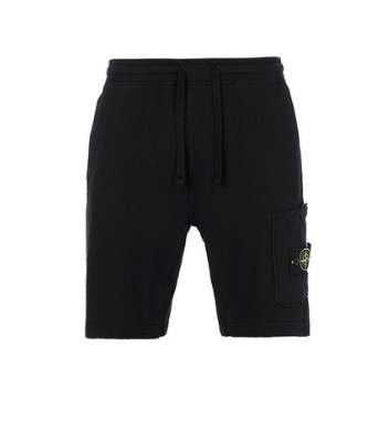 Stone Island Black Shorts In Cotton Fleece