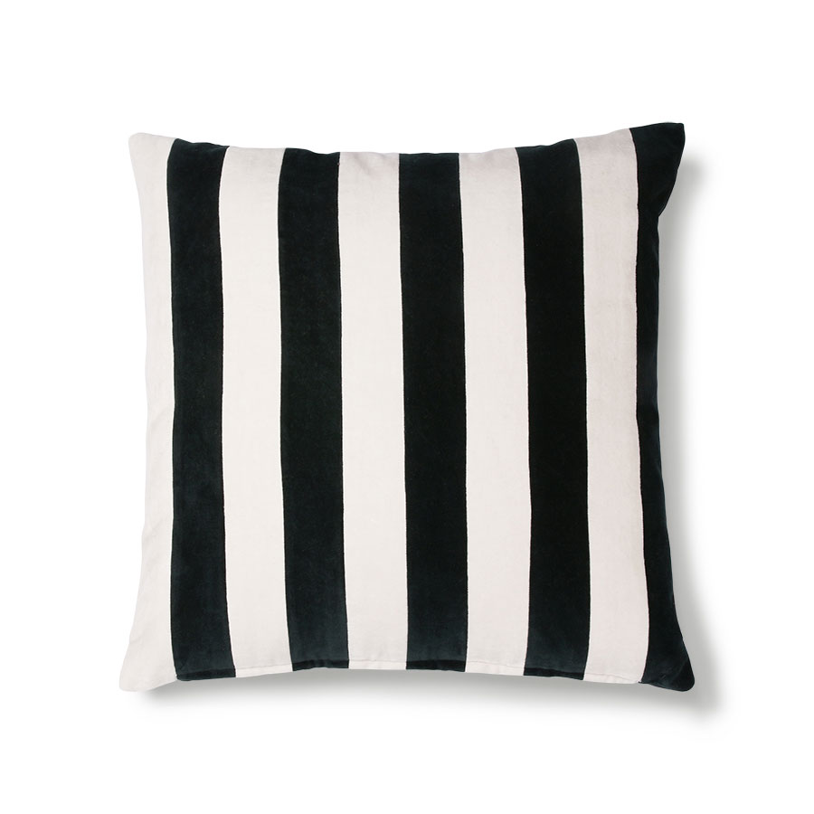 HK Living Velvet Cotton Black And White Striped Cushion