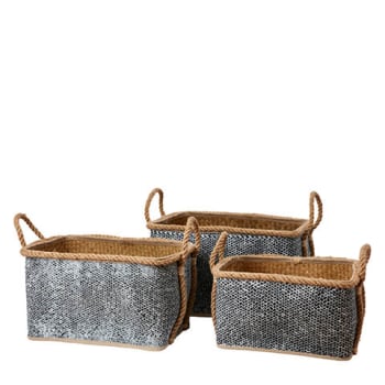 Affari Basket in black and natural color with two handles of sea grass 44x32xH25cm