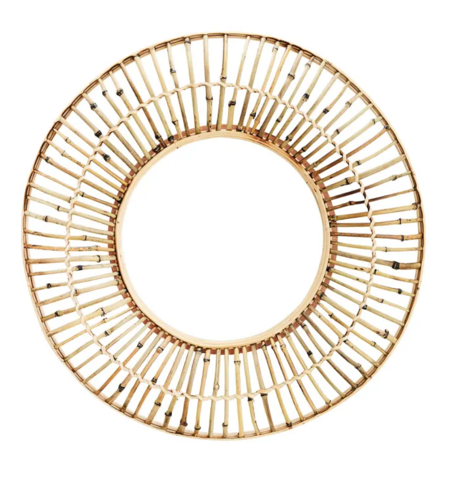 Madam Stoltz 80cm Natural Glass and Bamboo Mirror