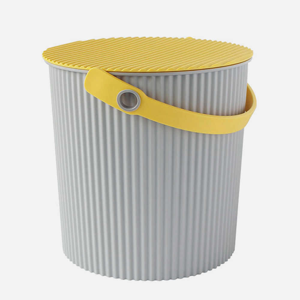 Hachiman Small Grey Yellow Lidded Storage Bucket