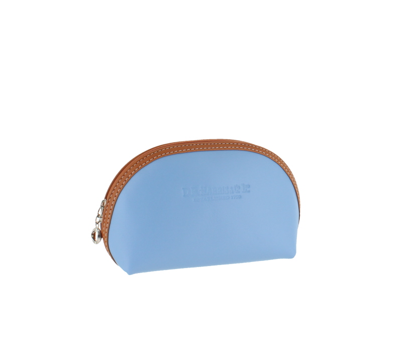 D. R. Harris Small Oval Wash Bag Blue & Tan