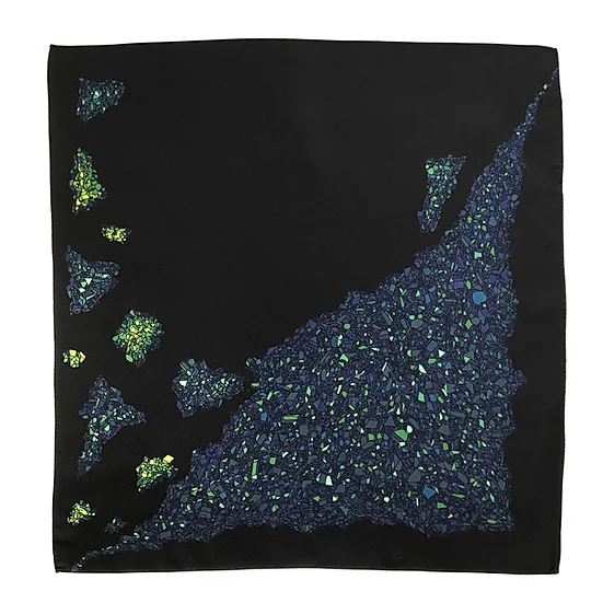 ANNEE Large Black Silk Pepite Square Scarf