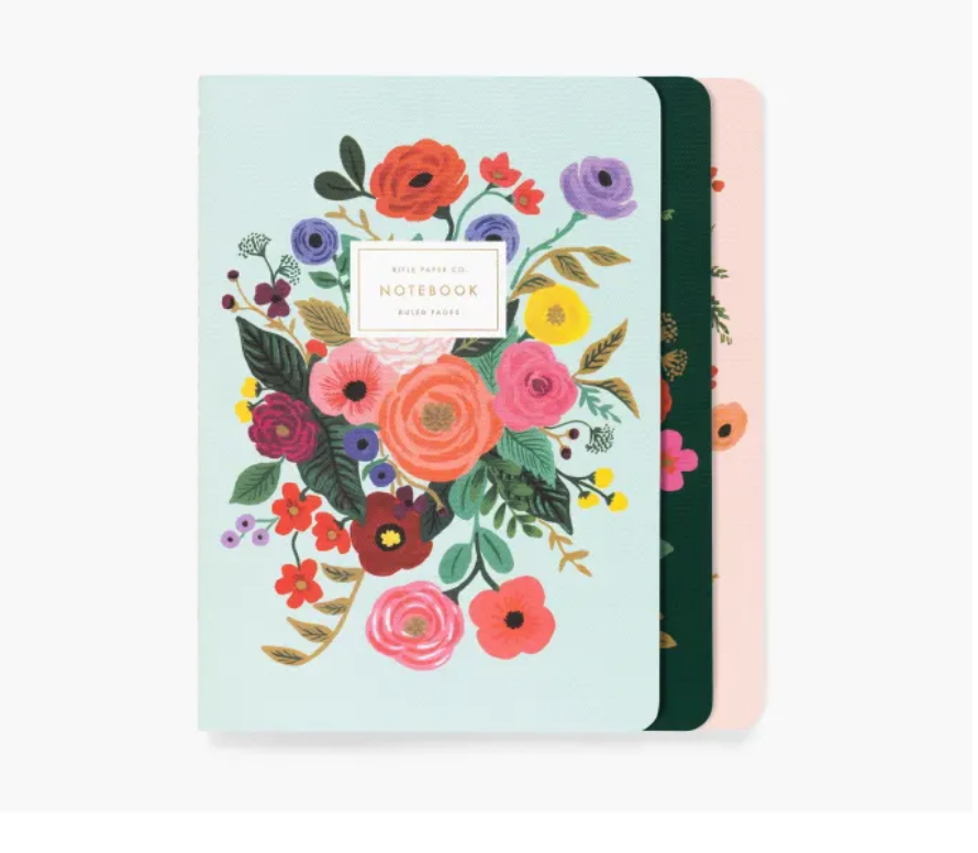 Set of 3 Garden Party Stitched Notebook