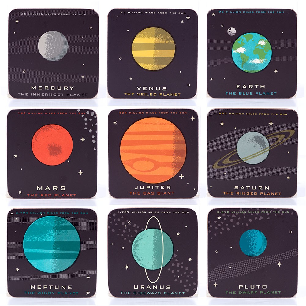 Magpie Set of 9 Planetaria Coasters