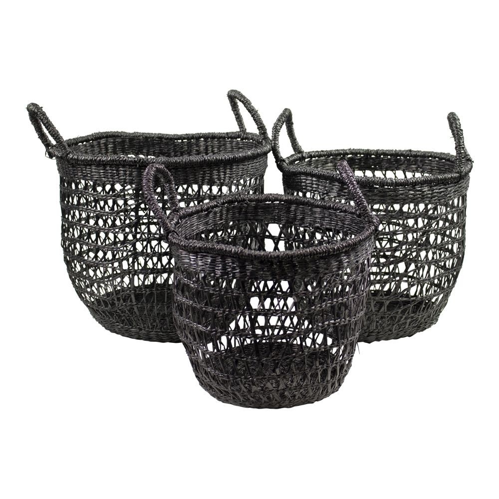 Large Black Seagrass Basket