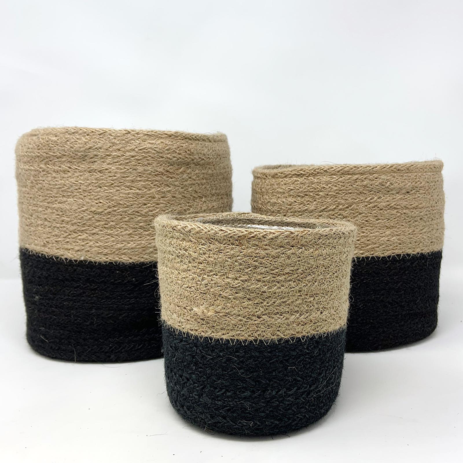 Garden Trading Natural & Black Two Tone Jute Pot - Small