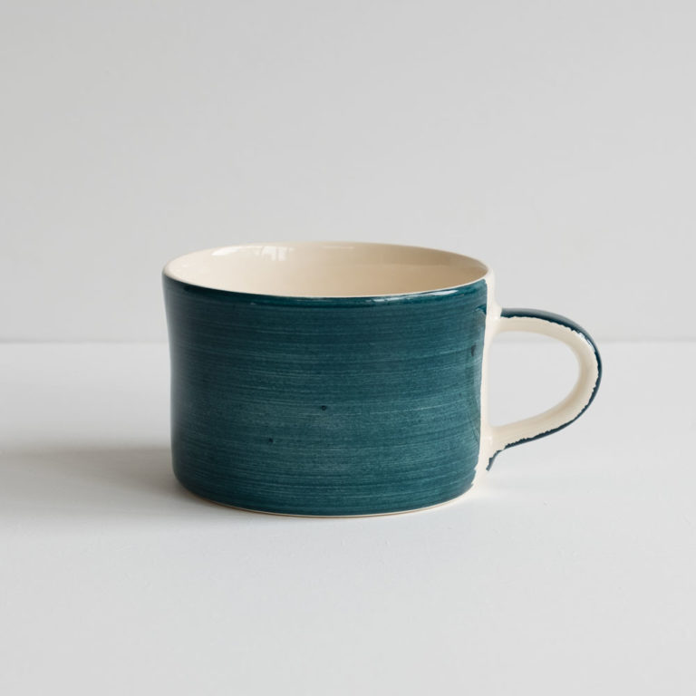 Musango Teal Plain Wash Handmade Wide Mug