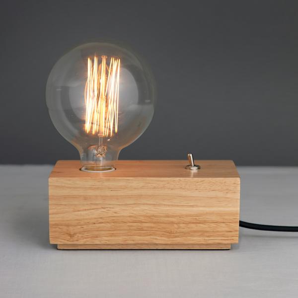 ABC Amber Bright Wood Block Table Light Bulb Not Included