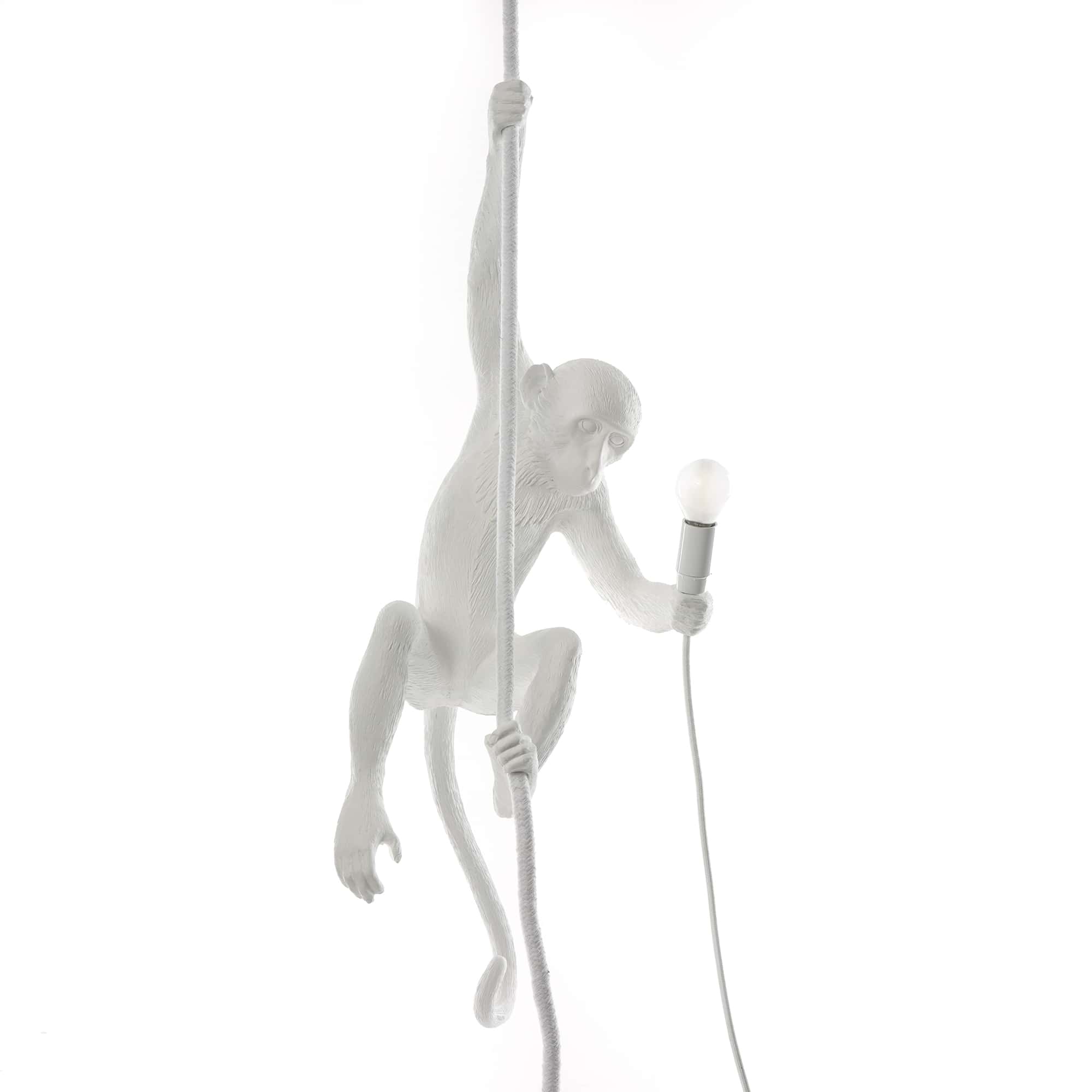 Seletti White Monkey Lamp with Rope