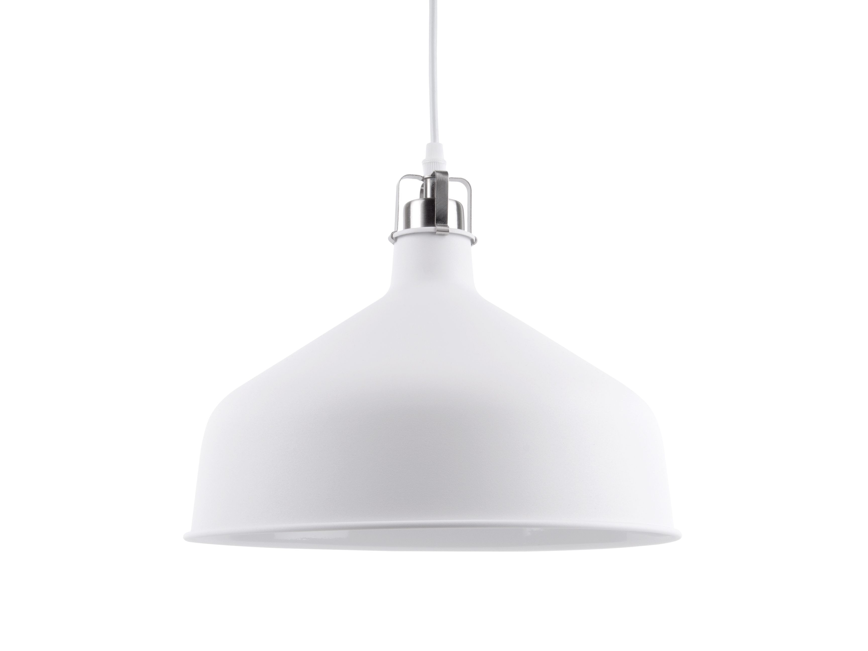 Present Time White Metal Pendant Light with Fabric Cable