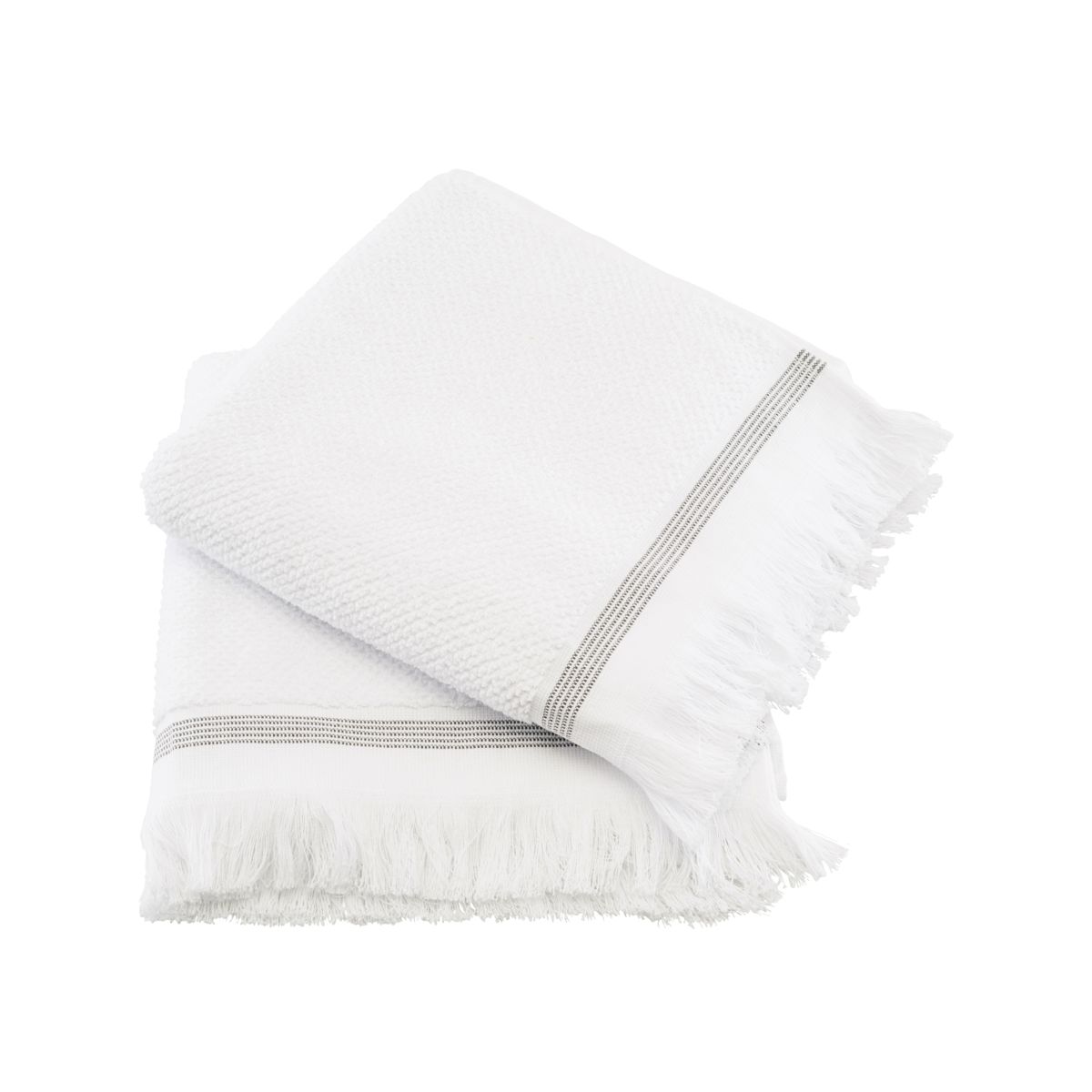 Meraki Towel 50x100 cm White with gray stripes (Set of 2)