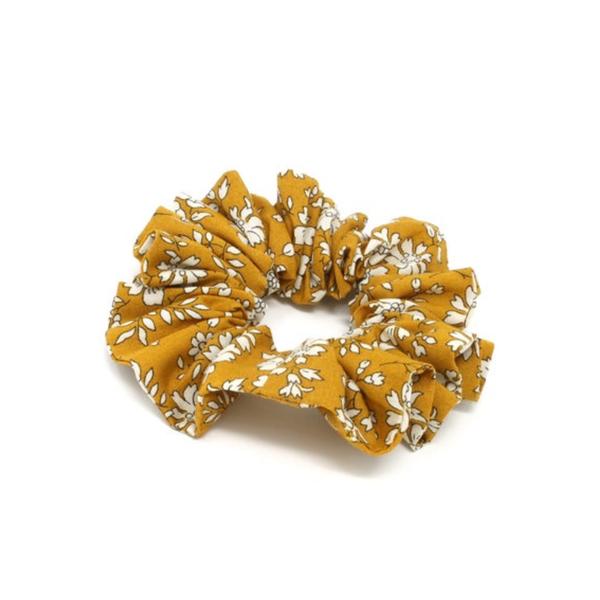 Holme & Moss  Mustard Capel Liberty Print Large Hair Small Scrunchie