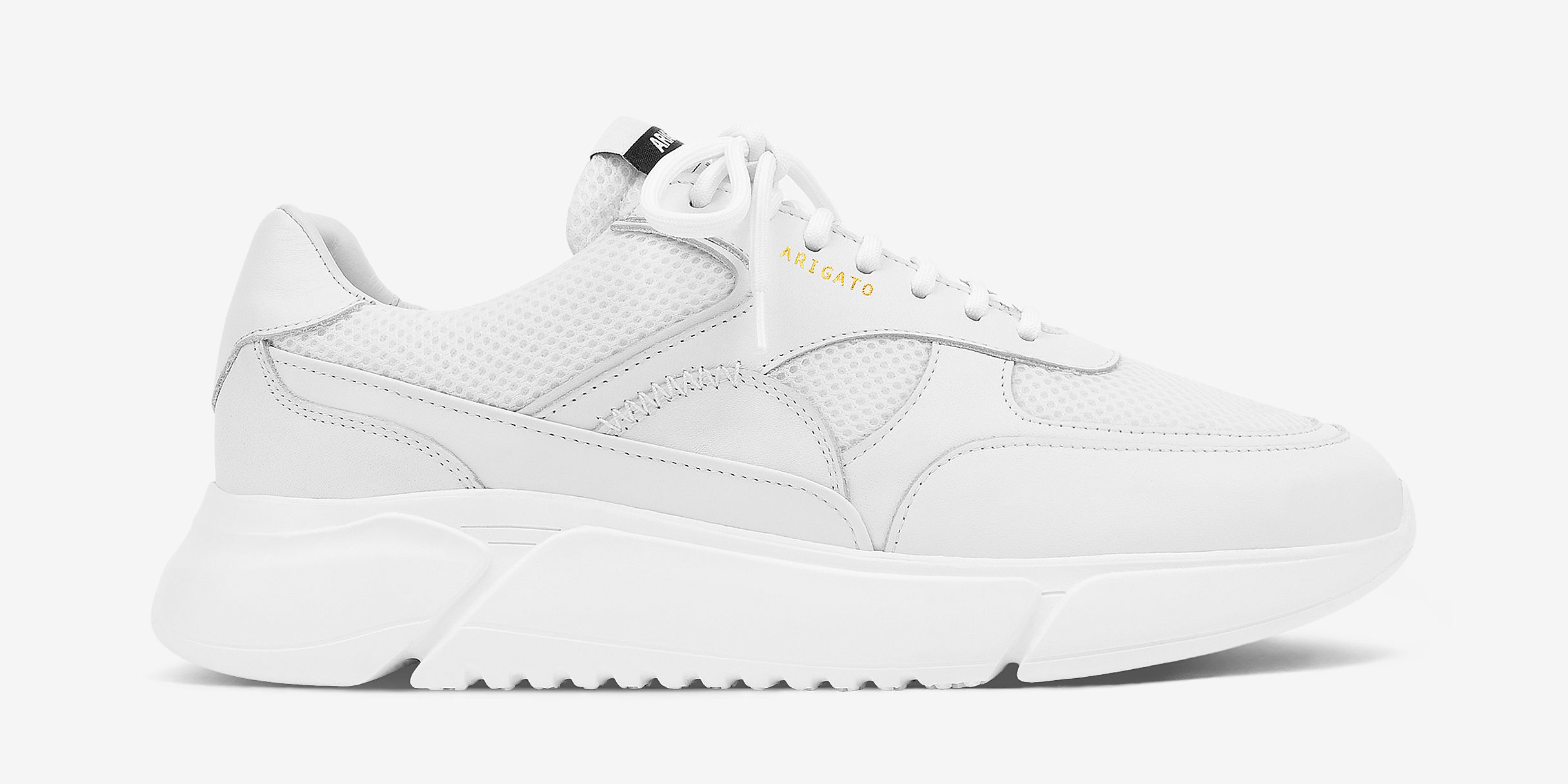 White Leather and Mesh Genesis Sneakers 