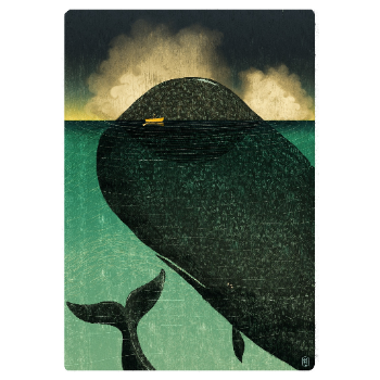 Jago Illustration Sanctuary Whale And Boat A4 Print