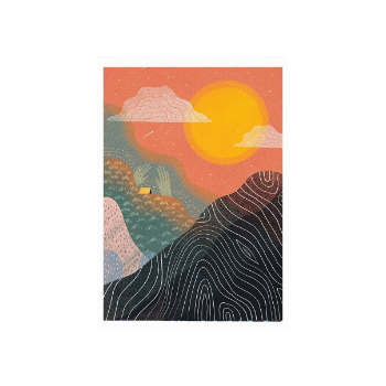 Jago Illustration Sunset Landscape A3 Print