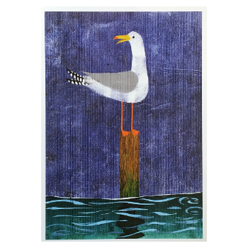 Jago Illustration Seagull On A Post A4 Print